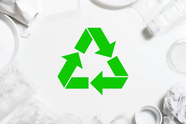 Afvalrecycling milieubescherming kunststof — Stockfoto