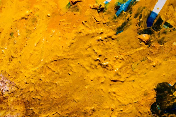 Abstrato amarelo pintura fundo seco fluido arte — Fotografia de Stock