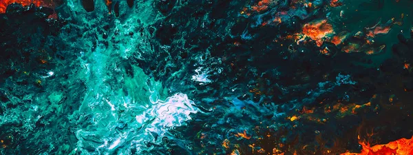 Farba malować przepływ streszczenie sztuka szmaragd tło woda — Zdjęcie stockowe