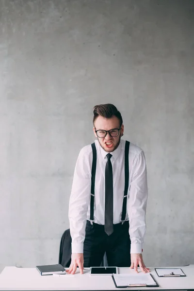 Angry boss furious young business man portrait — Stock Photo, Image