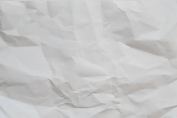 Bílý zmačkaný papír pozadí abstrakt vrásčitý — Stock fotografie