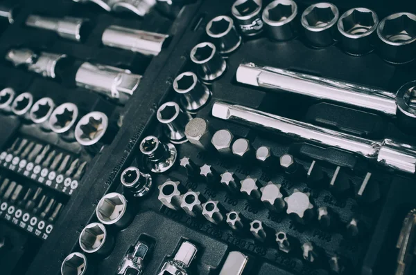 Narzędzia do kluczy podstawowych narzędzi mechanicznych — Zdjęcie stockowe