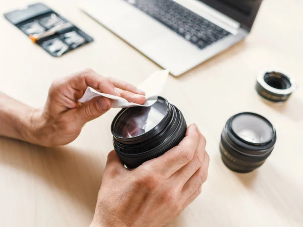 Fotografía equipo cuidado servicio cámara lente —  Fotos de Stock