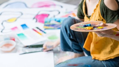 sanat terapisi leisure bayan akrilik boya paleti