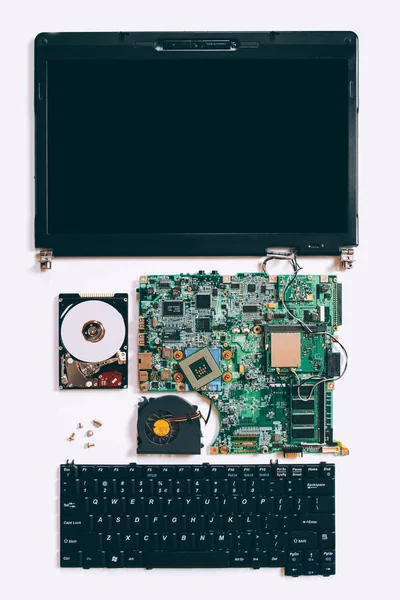 Tech support disassembled laptop electronic parts — Stock Photo, Image