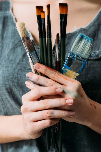 Professional artist tools various paintbrushes — Stock Photo, Image