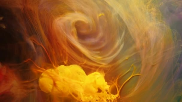 Yellow ink infusion swirl dye water motion intro — ストック動画