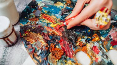 sanatçı sıkma boya çok renkli palet