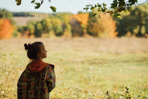 Höst naturpark flicka oskärpa falla bakgrund — Stockfoto