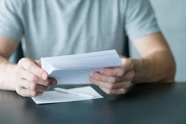 Paperwork sending mail man invitation letters — Stock Photo, Image