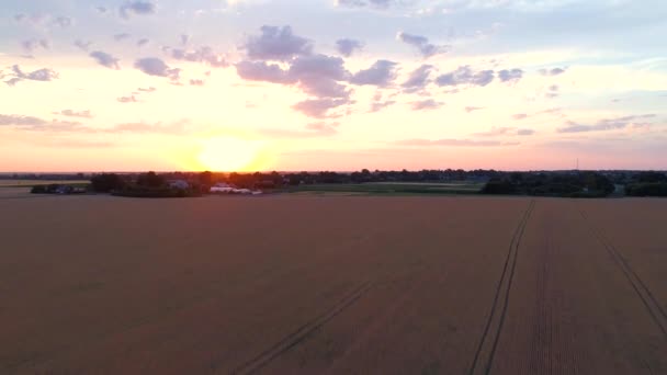 Paisagem rural aérea tiro pôr do sol campo país — Vídeo de Stock