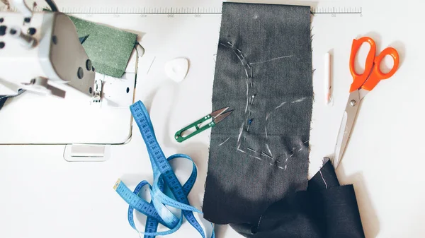 Виробництво джинсів шовний візерунок робочого місця — стокове фото