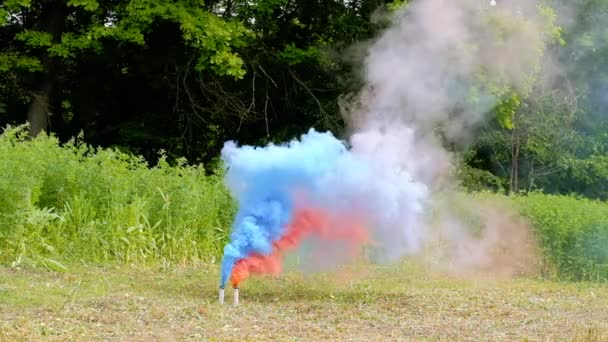 屋外パーティー2燃える煙フレア自然ヘイズ — ストック動画