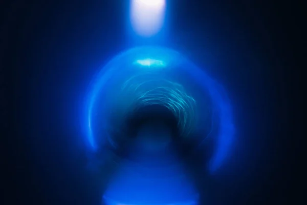 Blur neon blue arc glow lens flare tunnel effect — Stock Photo, Image