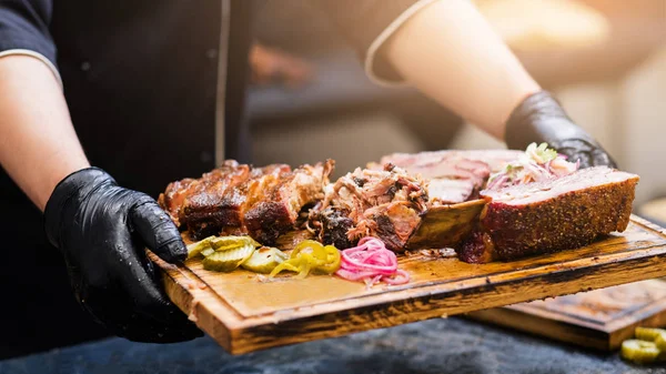 Professional catering smoked meat assortment — Stock Photo, Image