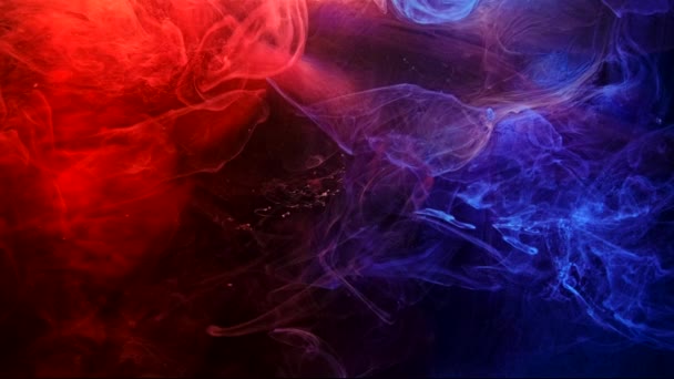 Ink mix mystiska alkemi röd blå färgad ånga — Stockvideo