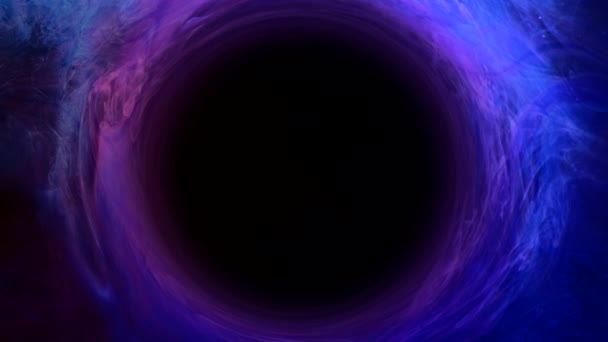 Ink swirl universe collapse black hole blue circle — Stock Video