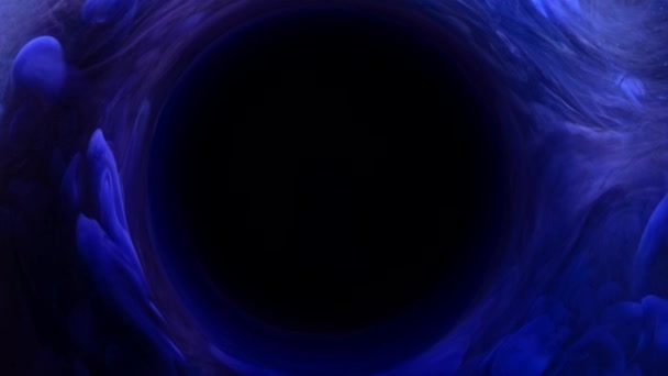 Ink swirl time travel black hole blue fog circle — Stock Video