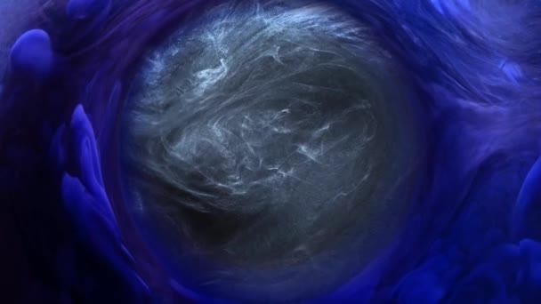 インク渦巻き占い シルバーブルー色の円 — ストック動画