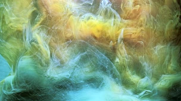 Encre flux magie brume bleu jaune nuage de couleur — Video