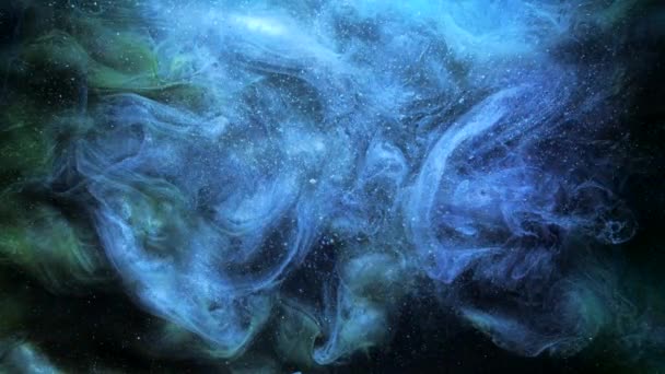 Чернила смешивают волшебный туман голубой блеск пара акриловой краски — стоковое видео