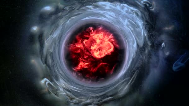Μελάνι στροβιλίζει επιστημονική φαντασία σύμπαν πύλη κόκκινη φωτιά — Αρχείο Βίντεο