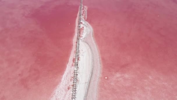 Exotiska resmål Pink Salt Lake Water — Stockvideo