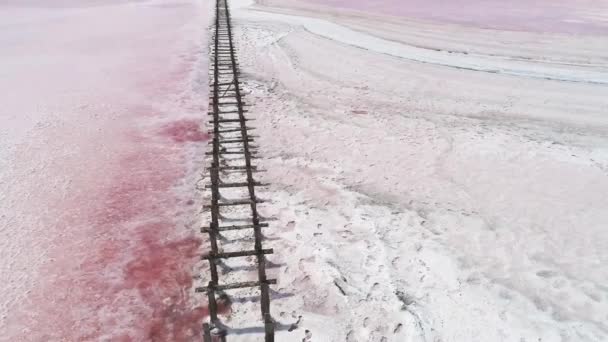 Exotiska naturlandskap rosa sjövatten vit salt — Stockvideo