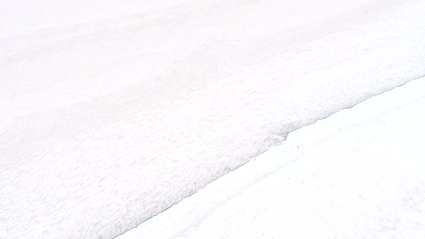 Winter travel destination white snow ice surface — Stock Video