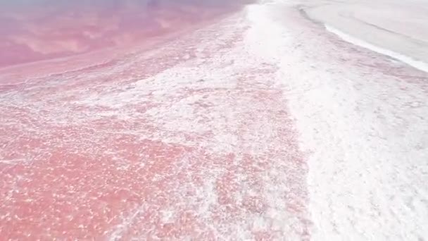 Exotické lázeňské letovisko příroda krása růžové Slané jezero — Stock video