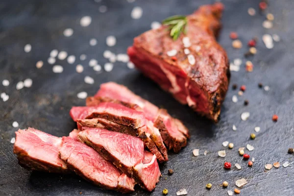 Food delivery service cowboy steak sliced beef — Stock Photo, Image