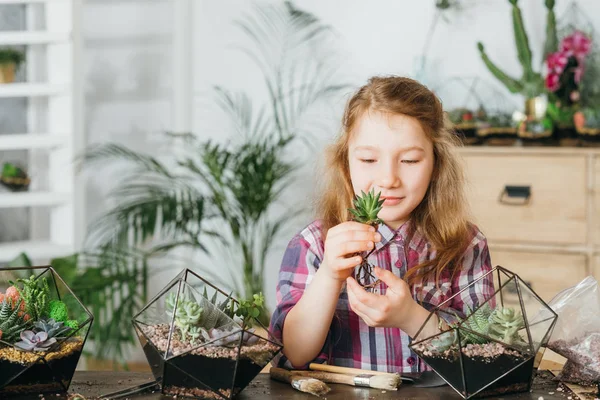 DIY Florarium huis tuinieren hobby vetplanten — Stockfoto