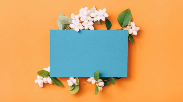 party invitation blue paper orange background