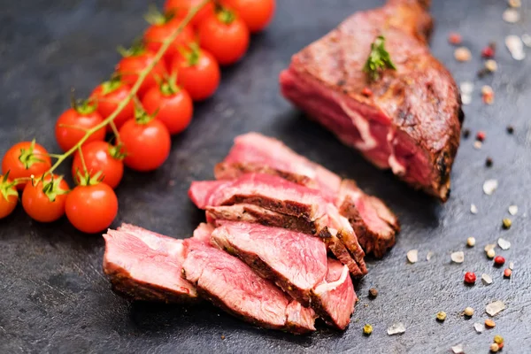 Steakhouse meny cowboy biff skivad nötkött kött — Stockfoto