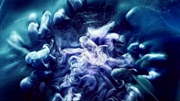 Μελάνι νερό έκρηξη μαγικό σύννεφο ναυτικό μπλε χρώμα — Αρχείο Βίντεο