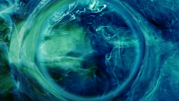 Inkt water Swirl astrologie Zodiac blauw Teal groen — Stockvideo