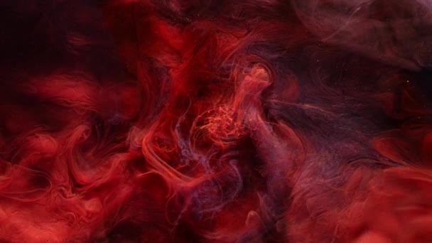 Steam flow dreamy haze dark red purple glitter fog — Stock Video