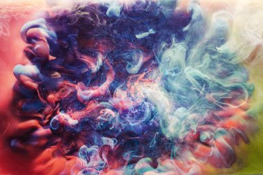 sanat arka plan büyülü duman mavi kırmızı boya karışımı