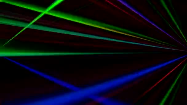 Rayons flash laser éclairage affichage néon bleu vert éblouissement — Video