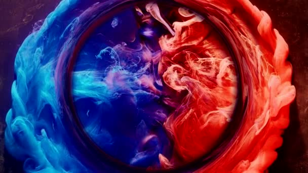 Ink water swirl astrology horoscope blue red paint — Stock Video