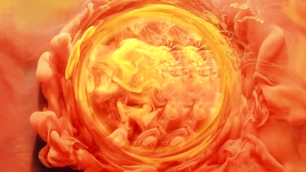 Malen Bewegung geheimnisvoller Kreis orange Nebelwirbel — Stockvideo