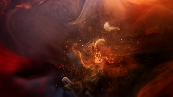 Gnistor Flow fantasi fyrverkeri mörka sprider dimma — Stockvideo