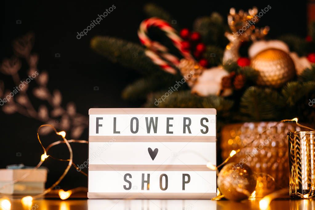 craft gift studio flowers shop sign plate fir tree