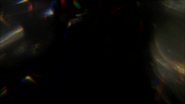 Πραγματικό φακό φωτοβολίδα ιριδίζουσα λάμψη σκοτεινή επικάλυψη — Αρχείο Βίντεο