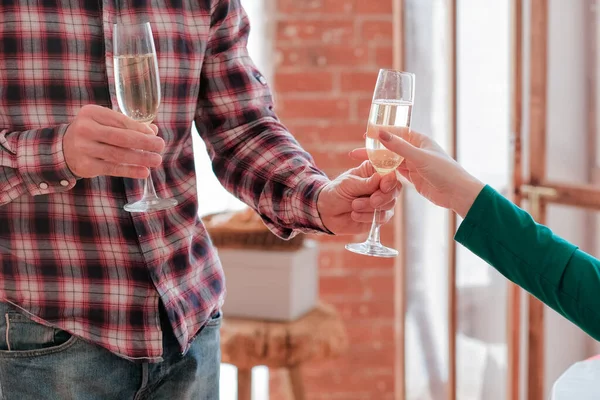 romantic date guy glass champagne girlfriend