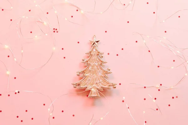 Kerstgroet kaart dennenboom ornament roze — Stockfoto