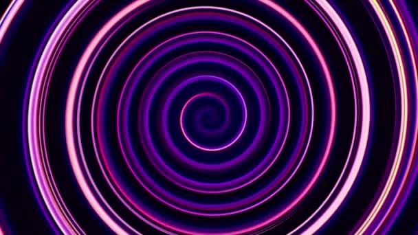 Resplandeciente remolino movimiento neón luces púrpura brillo — Vídeo de stock