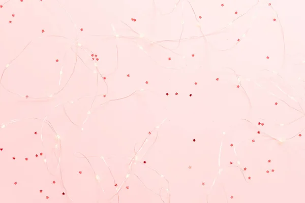 Wintervakantie decoratie led string lichten roze — Stockfoto