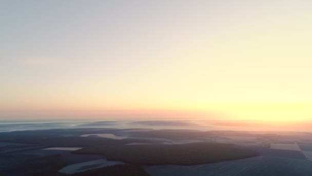 Napkelte égbolt vidéki területen horizont légi kilátás — Stock videók