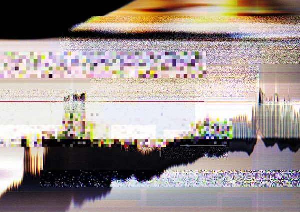 Distorted screen glitch error pixel static noise — Stock Photo, Image